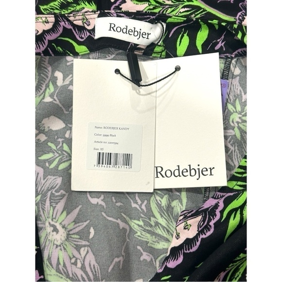 RODEBJER Kandy Vegetal Floral Print V-Neck Zipper Bodice Mini Dress NEW Size XS - Picture 10 of 12